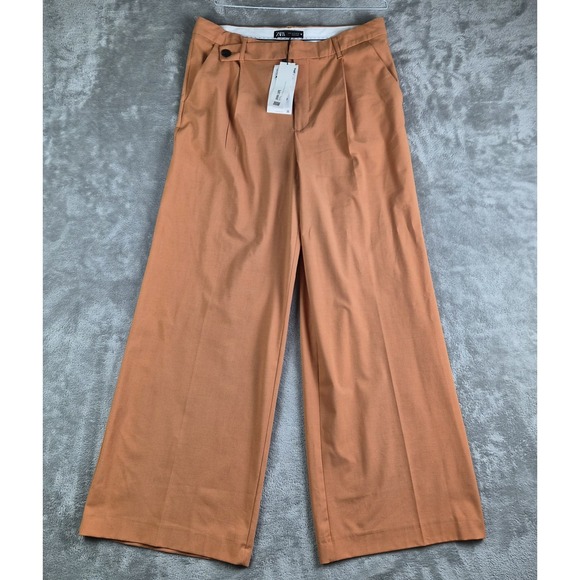 Zara Pants - Zara Pants Womens XL (32x31) Orange Wide Leg Pleated Trouser Dressy Office NEW